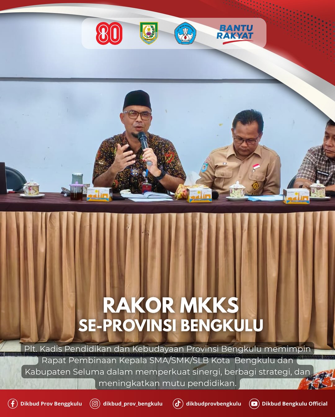 Rapat bersama awal tahun seluruh Kepala SMA, SMK, dan SLB Negeri maupun Swasta se-Provinsi Bengkulu
